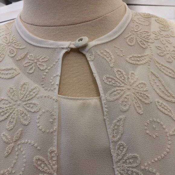 Vintage Beaded Cream Floral Top and Cardigan Set Large - Picture 7 of 11